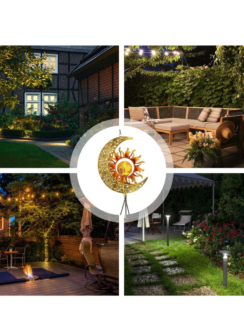Wind Chime Lights, Decorative Wind Chimes,Large Memorial Wind Chimes, Solar Powered, Waterproof Led Wind Chimes with Crackle Glass Ball for Outdoor