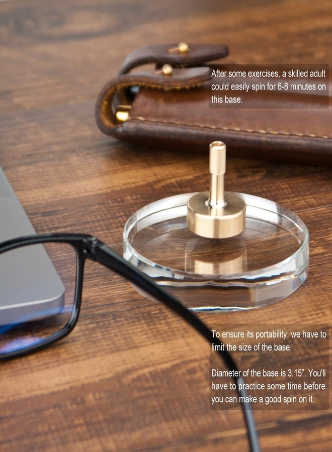 DjuiinoStar Spinning Top: Long Lasting (5-8 Minutes), with Glass Base (Diameter: 3.15"; Focal Length: -30cm; Edge Polished) and Carry Case, CNC Machined, Time Killer, EDC Desk Toy, Fancy Gift DST-820B - Image 3