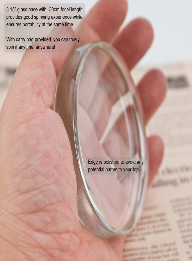 DjuiinoStar Spinning Top: Long Lasting (5-8 Minutes), with Glass Base (Diameter: 3.15"; Focal Length: -30cm; Edge Polished) and Carry Case, CNC Machined, Time Killer, EDC Desk Toy, Fancy Gift DST-820B - Image 5