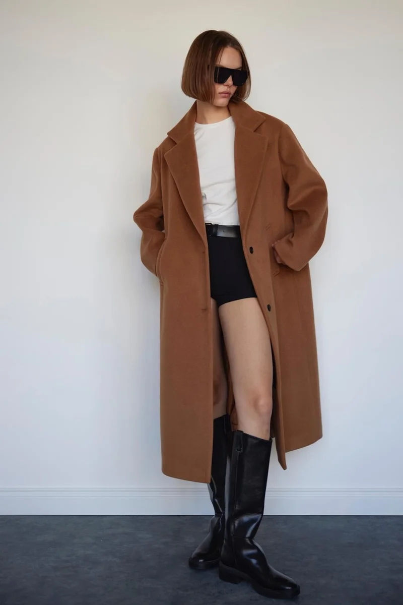 Suud Collection Camel Nannys Maxi Coat