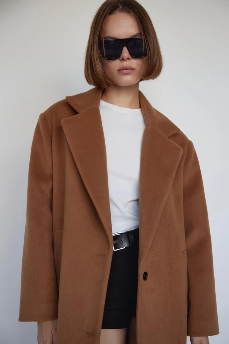 Suud Collection Camel Nannys Maxi Coat