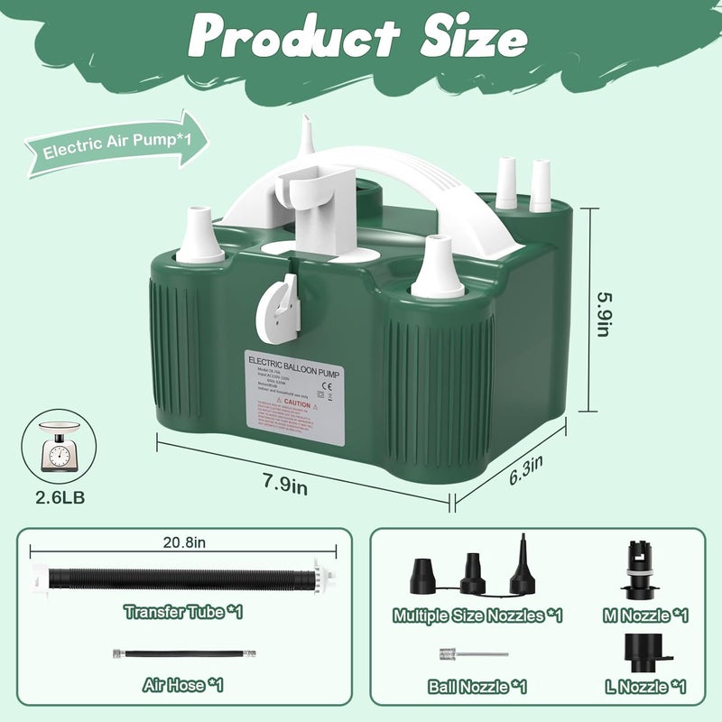 chamvis Balloon Pump Electric, Dual Motor Balloon Blower Machine for Latex Foil 260Q Long Balloons, Air Pump Inflator Machine for Balloons, Pool Float, Vacuum Bags - Image 4