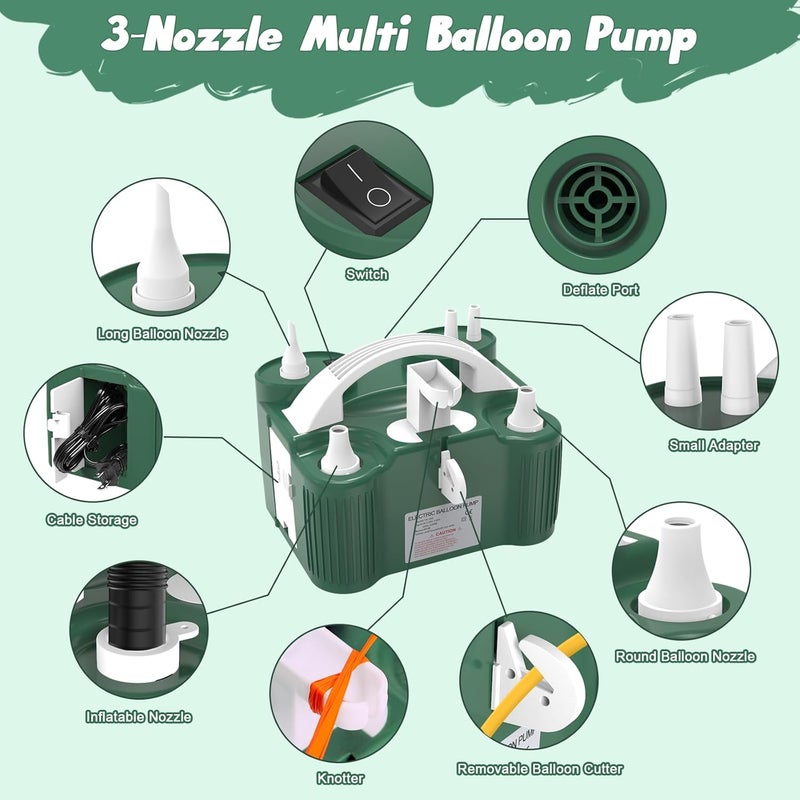 chamvis Balloon Pump Electric, Dual Motor Balloon Blower Machine for Latex Foil 260Q Long Balloons, Air Pump Inflator Machine for Balloons, Pool Float, Vacuum Bags - Image 3
