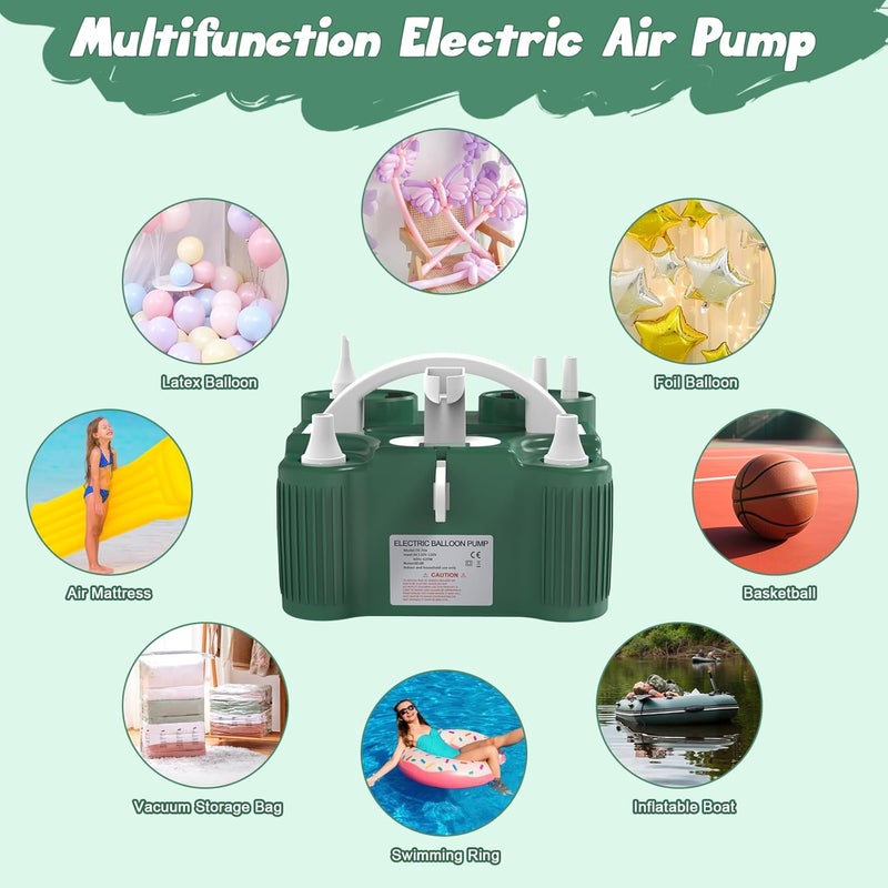 chamvis Balloon Pump Electric, Dual Motor Balloon Blower Machine for Latex Foil 260Q Long Balloons, Air Pump Inflator Machine for Balloons, Pool Float, Vacuum Bags - Image 2