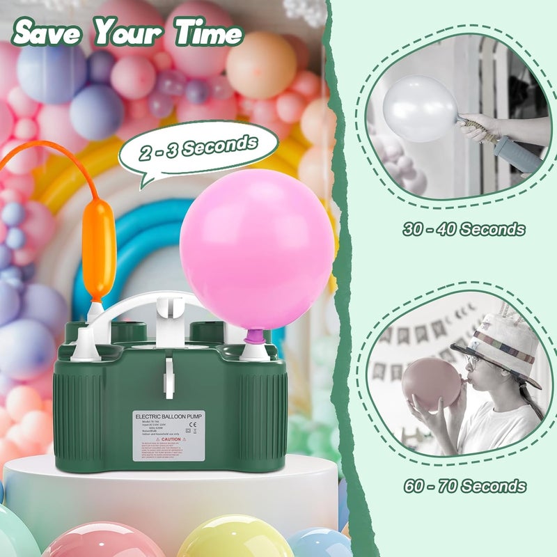chamvis Balloon Pump Electric, Dual Motor Balloon Blower Machine for Latex Foil 260Q Long Balloons, Air Pump Inflator Machine for Balloons, Pool Float, Vacuum Bags - Image 5