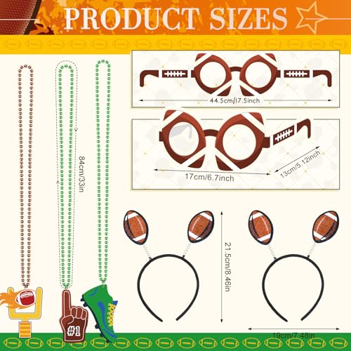 Kenning 36 Pcs Football Party Decorations Football Photo Props 12 Footballs Beaded Necklaces 12 Headbands 12 Touchdown Paper Glasses Accessories for Sport Footballs Birthday Party Favors Supplies - Image 5