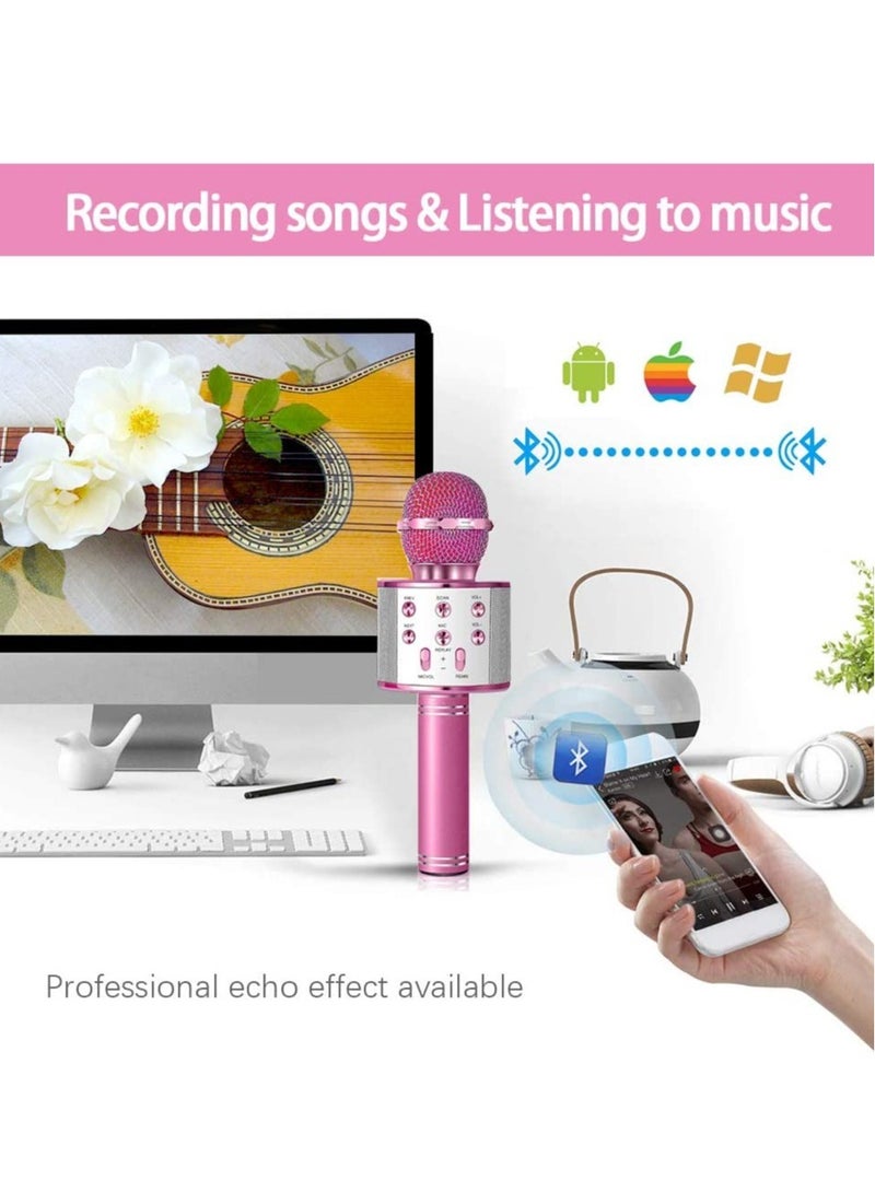 ELTRAZONE Wireless Bluetooth Karaoke Microphone Machine,Portable Handheld Karaoke Bluetooth Handheld Karaoke Speaker Player Machine for Kids Adults Home KTV Party for Android/Iphone/Ipad/Pc Girl Boy Pink - Image 4