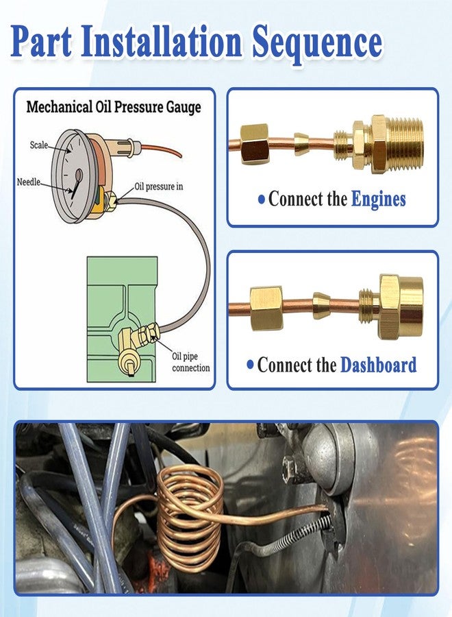 Ebrmeiwo 72'' Oil Pressure Gauge Tubing Kit, Set of Tube and Threaded Parts, Universal Fit - Image 3