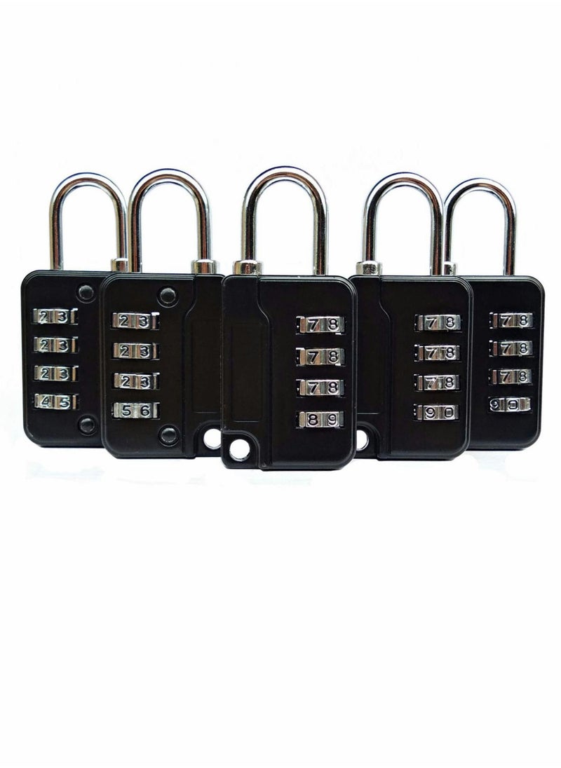 Excefore Luggage Locks, 5 Pcs Travel Suitcase Lock, 4 Digit Combination Padlocks for School Gym Lockers, Tool Boxes, Fences, Buckle Cabinets, Safe Resettable Combination Lock  - Image 1
