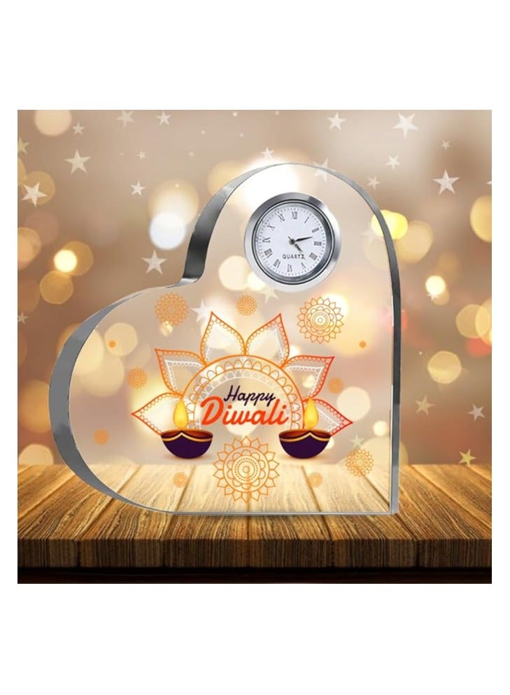 PRINTSHOP4ME Diwali Special Heart-Shaped Crystal Clock Gift-Thoughtful Presents For Diwali Gifts For Your Friends And Family  - Image 3