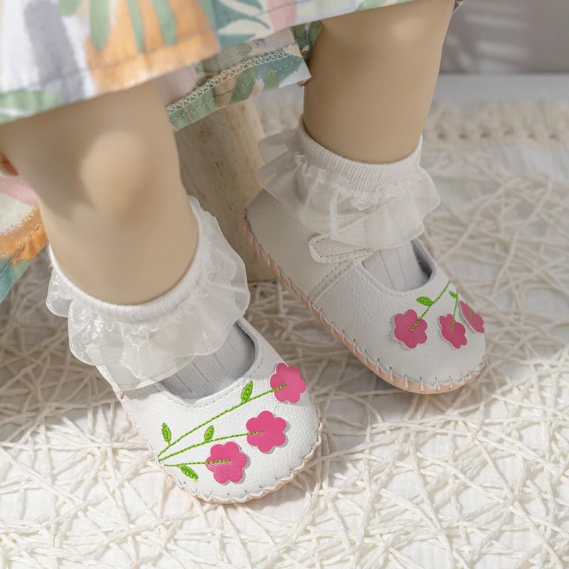 Meckior Infant Baby Girl Sandals Soft Non-Slip Rubber Sole Handmade Princess Wedding Dress Shoes Toddler First Walkers - Image 2