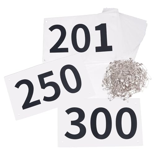 TRIWONDER Tyvek Running Bib Competitor Numbers with Safety Pins, Running Numbers Paper Tags 1-500, Tearproof and Waterproof 4 x 7 Inches for Marathon Races and Events Sports Games (201-300) - Image 1