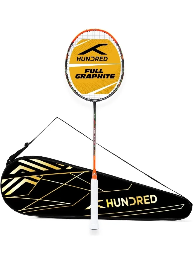 HUNDRED Powertek 1000 Pro Graphite Strung Badminton Racket With Full Racket Cover