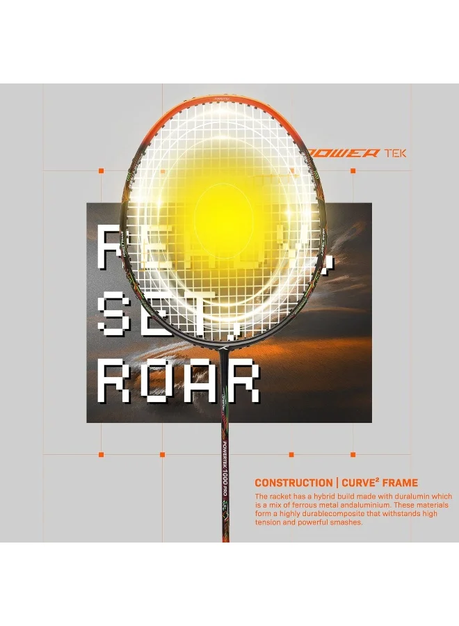 HUNDRED Powertek 1000 Pro Graphite Strung Badminton Racket With Full Racket Cover