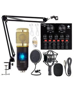 ELTRAZONE Podcast Equipment Bundle, BM-800 Mic Kit with Live Sound Card, Adjustable Mic Suspension Scissor Arm, Metal Shock Mount and Double-Layer Pop Filter for Studio Recording & Broadcasting (Gold)  - Image 1