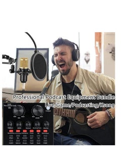 ELTRAZONE Podcast Equipment Bundle, BM-800 Mic Kit with Live Sound Card, Adjustable Mic Suspension Scissor Arm, Metal Shock Mount and Double-Layer Pop Filter for Studio Recording & Broadcasting (Gold)  - Image 2