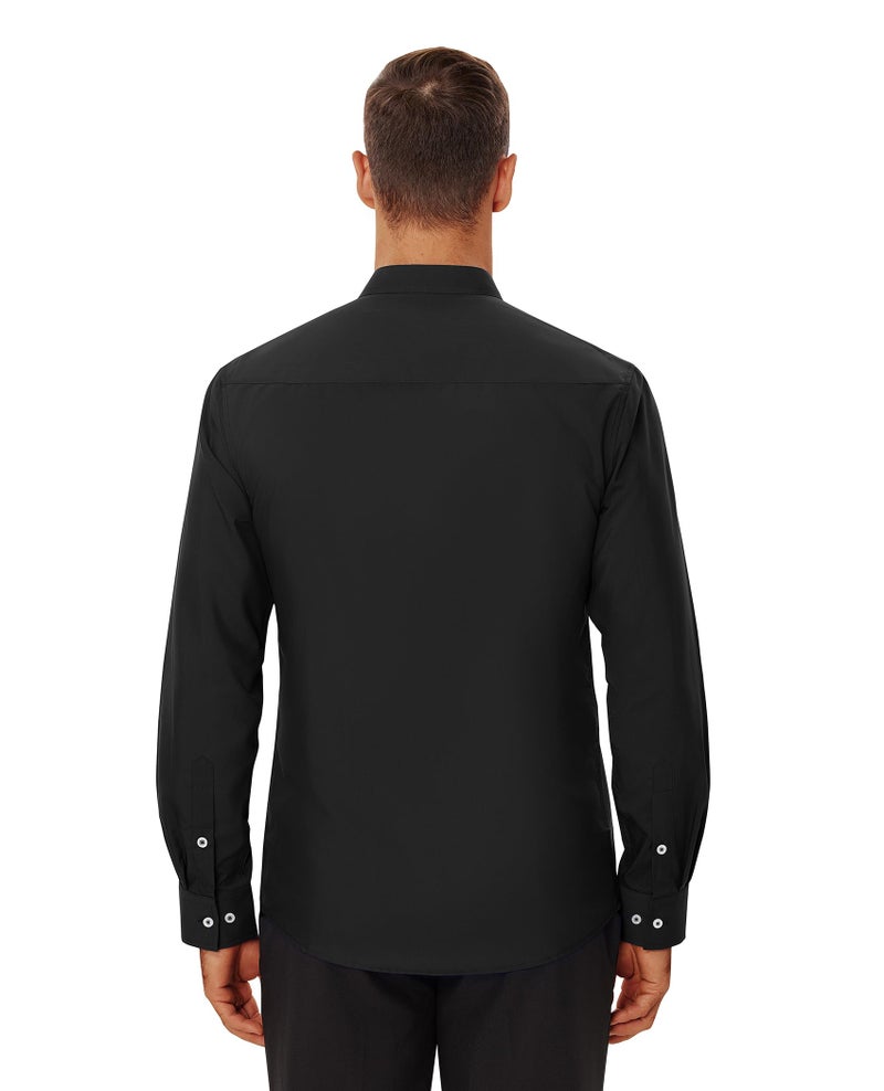Lion Nardo Mens Dress Shirts Wrinkle Free Dress Shirts for Men Long Sleeve Button Down Shirts Banded Collar Shirts Black - Image 2