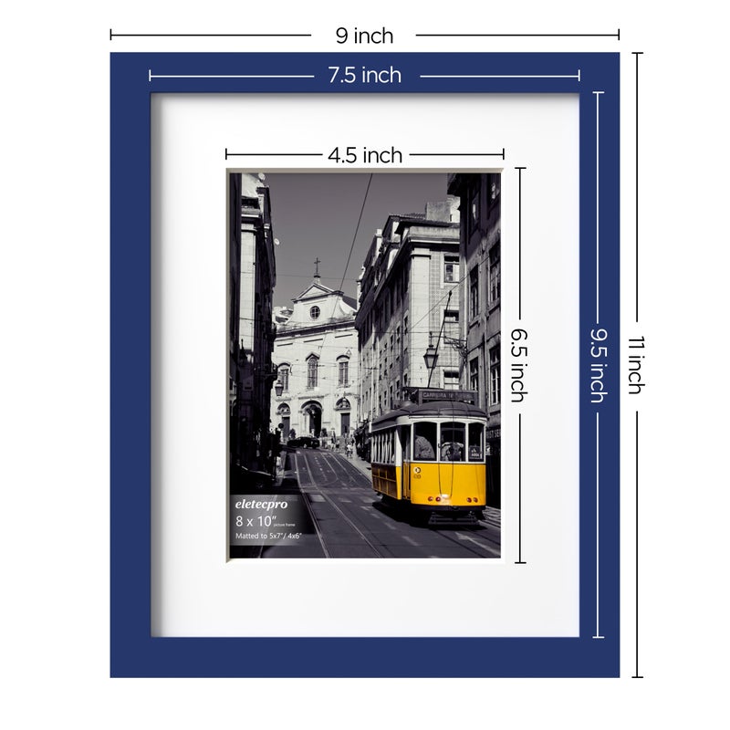 eletecpro 8x10 Picture Frames Set of 10  Picture Frame Collage Wall Decor Display 5x7 Photo With Mat or 8x10 without Mat  Home Decor Gallery Frame for Table Top or Wall Mounting  Blue - Image 3