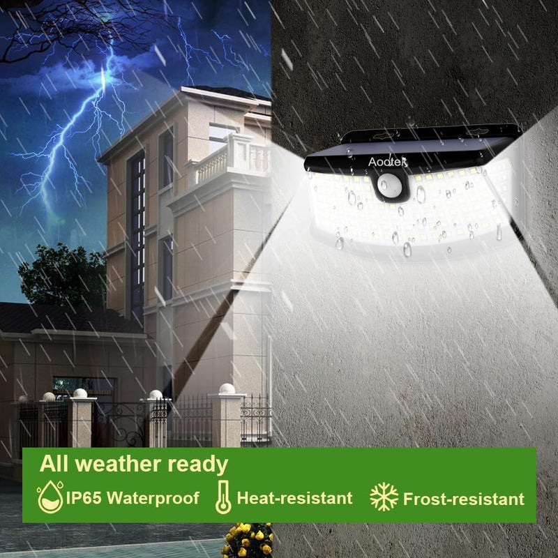 Aootek أضواء استشعار الحركة الشمسية الجديدة من Aootek 120 LED مع عاكس الضوء، زاوية واسعة 270°، مقاومة للماء IP65، أضواء للخطوات للباب الأمامي، الفناء، المرآب، السطح (4-pack) - Image 2