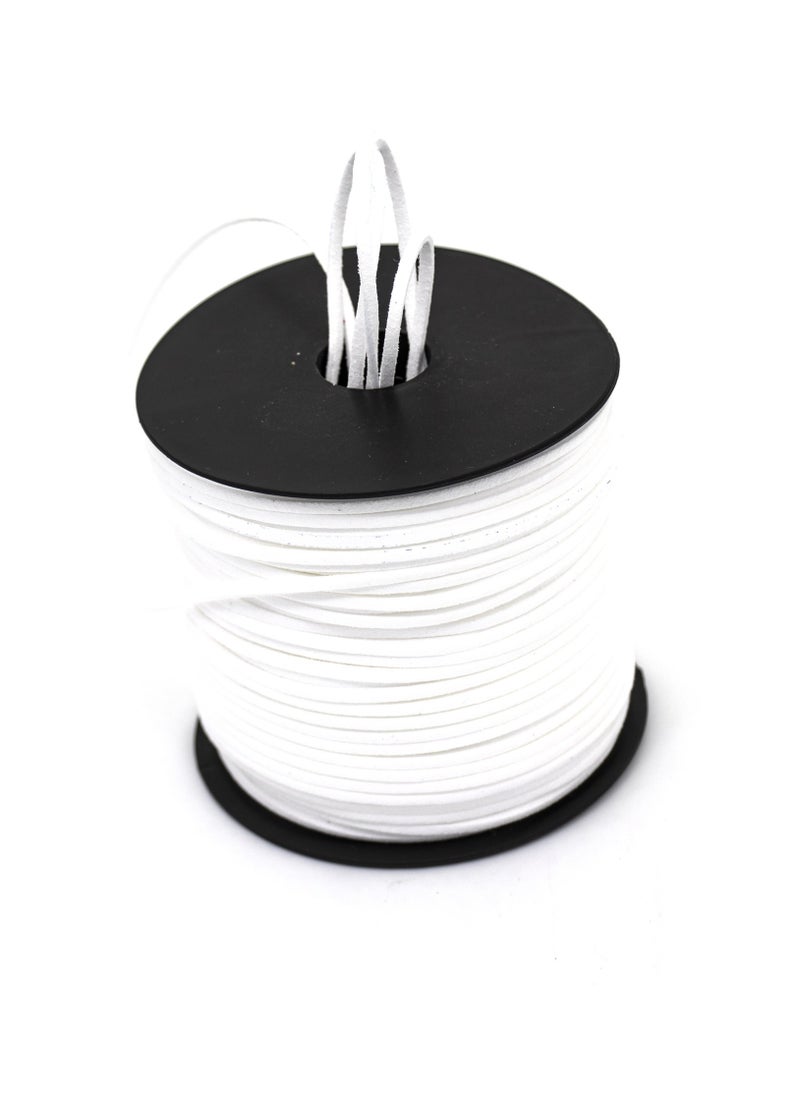 Generic - 1 roll 100 Yards 2.6mm Suede Leather Cords Leather Lace Flat Suede Cord String Thread Velvet Cord(Color White) - Image 1