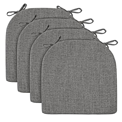 Wellsin Chair Cushions for Dining Chairs 4 Pack - Kitchen Chair Cushions with Ties and Non-Slip Backing - Dining Chair Pads 16"X16"X2", Dark Gray - Image 3