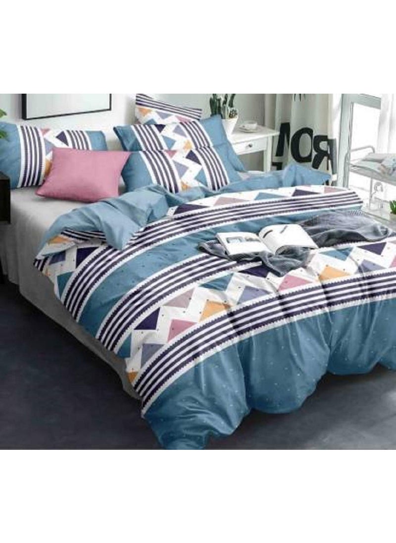 THE HOME STYLE The Home Style Super Soft Glace Cotton King Size Ac Comforter Blanket With 1 King Size Elastic Fitted Bedsheet And 2 Pillow Cover WhiteBlue72X78 Inch Pack Of 4Fade Resistant 350 Tc4 Count  - Image 2