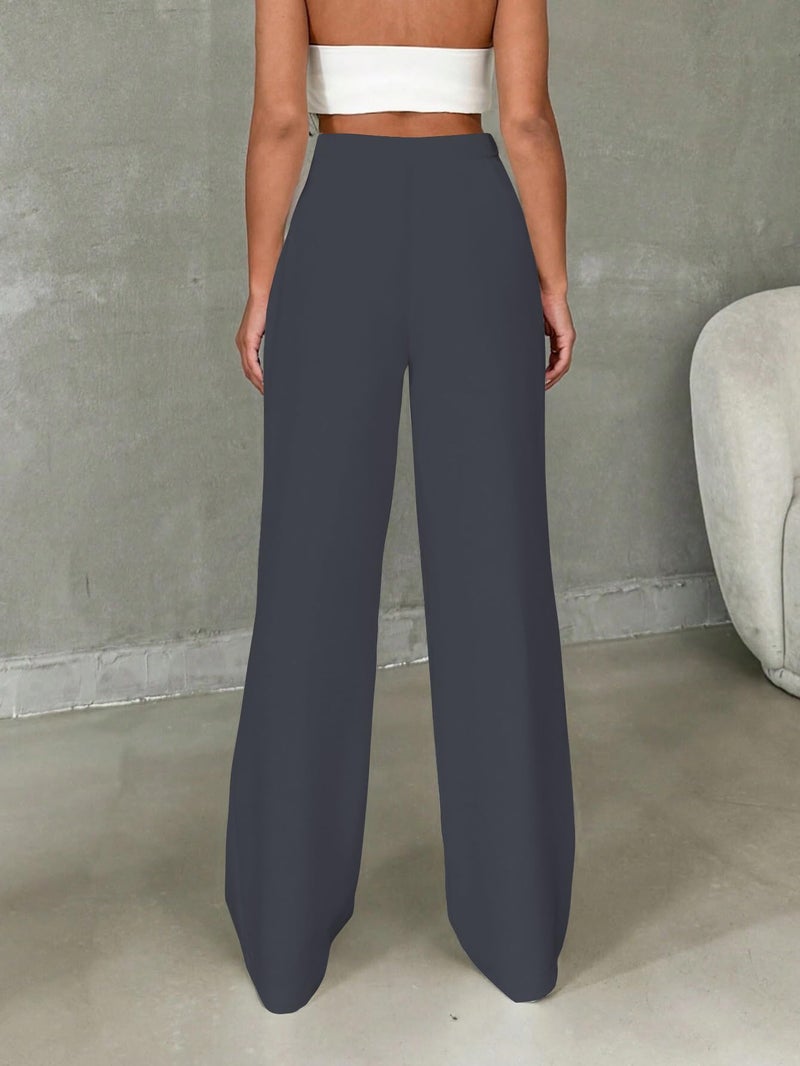 Toochki Trousers for Woman Pants Women's Formal Office Korean | Grey Track Pant | Straight | Cotton Spandex Stretchable Trouser | High-Waisted Bottom Wear - Image 5