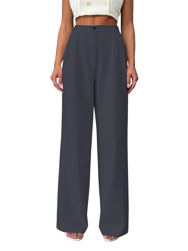 Toochki Trousers for Woman Pants Women's Formal Office Korean | Grey Track Pant | Straight | Cotton Spandex Stretchable Trouser | High-Waisted Bottom Wear - Image 1