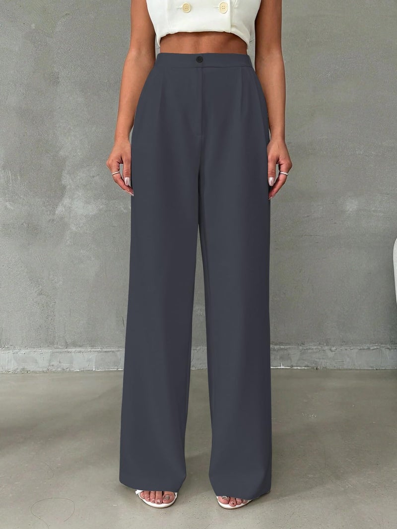 Toochki Trousers for Woman Pants Women's Formal Office Korean | Grey Track Pant | Straight | Cotton Spandex Stretchable Trouser | High-Waisted Bottom Wear - Image 2