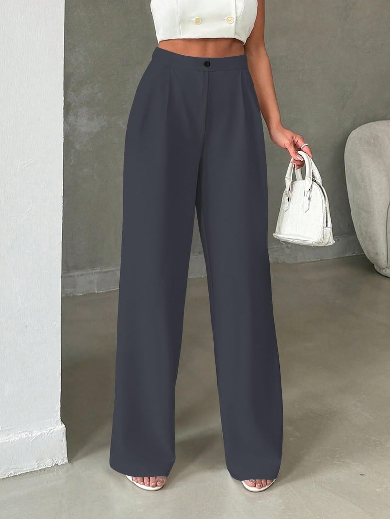 Toochki Trousers for Woman Pants Women's Formal Office Korean | Grey Track Pant | Straight | Cotton Spandex Stretchable Trouser | High-Waisted Bottom Wear - Image 4