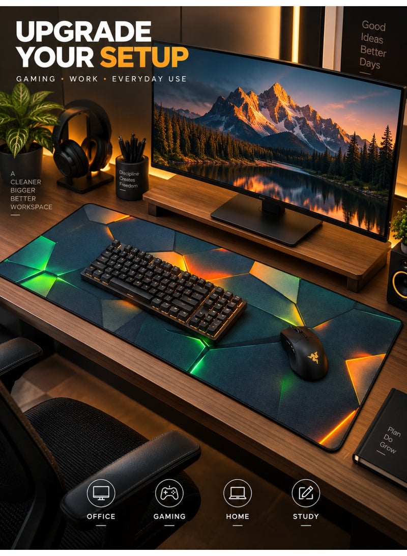 RION Three-Dimensional Patchwork Large Gaming Mouse Pad – Waterproof, Non-Slip Rubber Base, XL Desk Mat for Gamers, Office & Home - Image 2