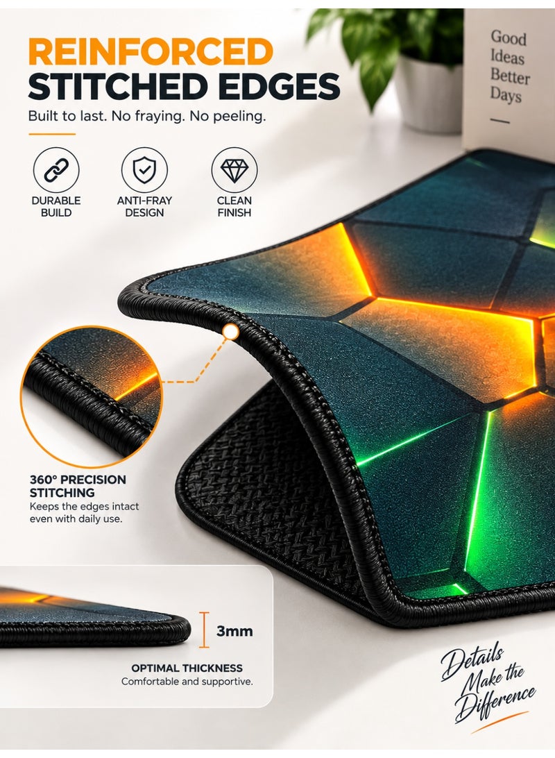 RION Three-Dimensional Patchwork Large Gaming Mouse Pad – Waterproof, Non-Slip Rubber Base, XL Desk Mat for Gamers, Office & Home - Image 4