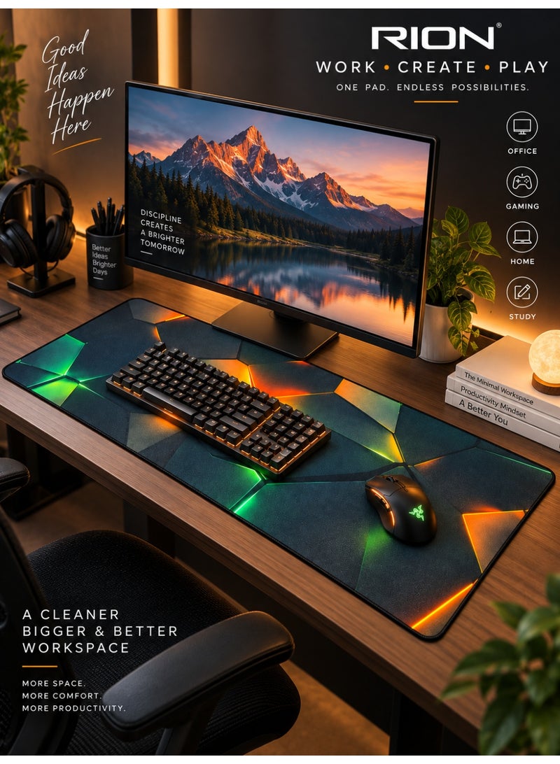 RION Three-Dimensional Patchwork Large Gaming Mouse Pad – Waterproof, Non-Slip Rubber Base, XL Desk Mat for Gamers, Office & Home - Image 5