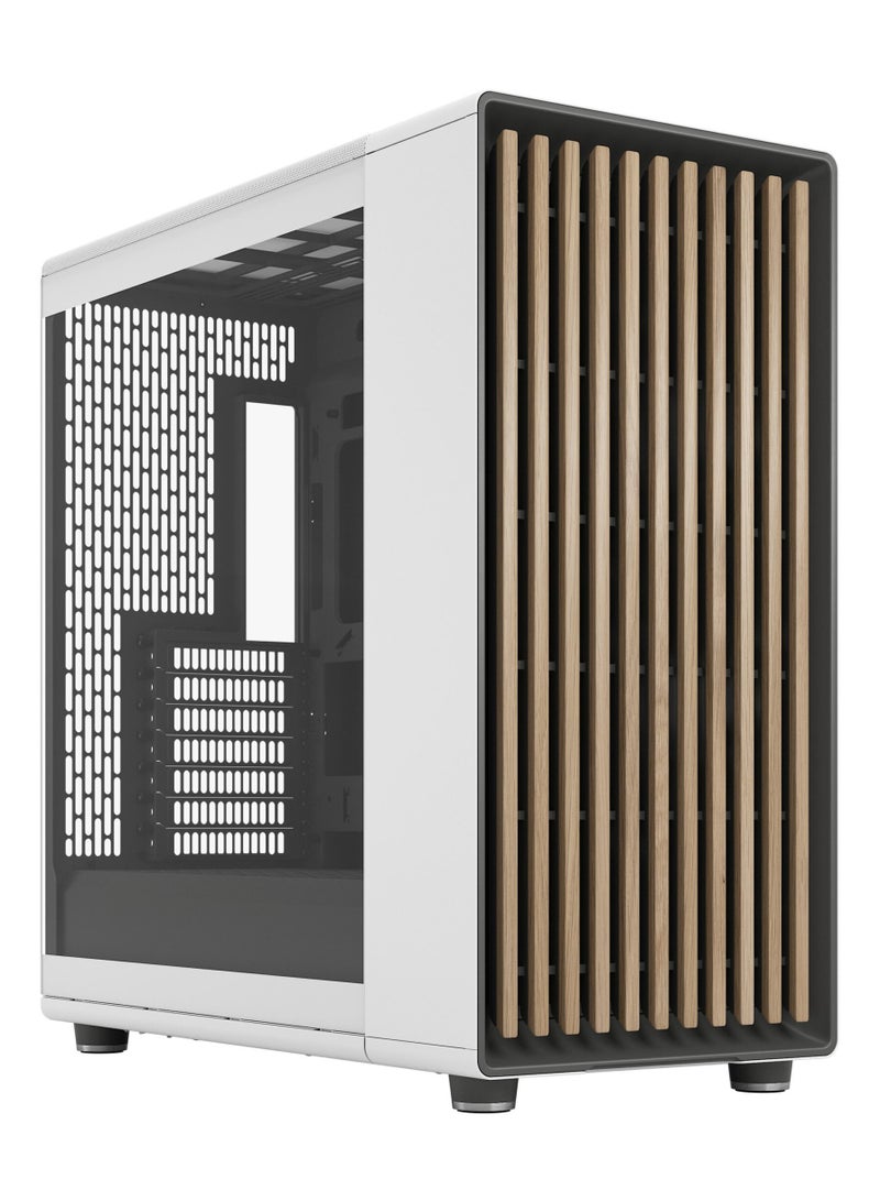 Fractal Design North XL E-ATX Mid Tower Computer Case, Walnut Wood Front Panel, Tempered Glass Side Panel, 3x Aspect 140mm PWM Included, Up to 420mm Radiator, 9x Fans Support, Dust Filters, Type-C, 2x USB 3.0, Chalk White | FD-C-NOR1X-06 - Image 1