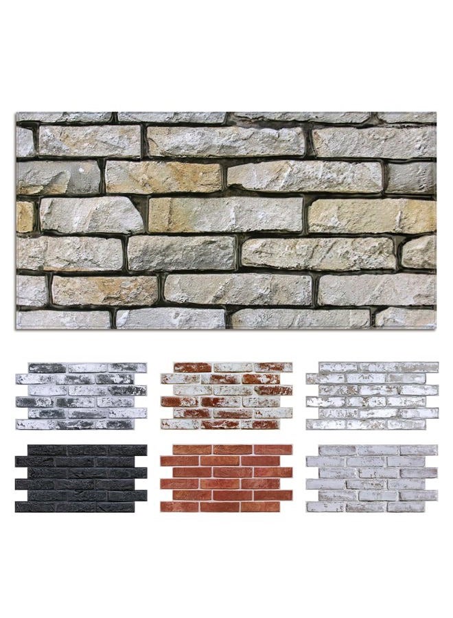 Commomy Faux Stone 3D Wall Panels - 12 pcs of 22.8" x 11.8" - Thin & UrltraLight PVC Peel and Stick Tile Brick Textured Printable for Kitchen, Bedroom,Living Room,TV Background（Covers 22.48 sq.ft） - Image 1