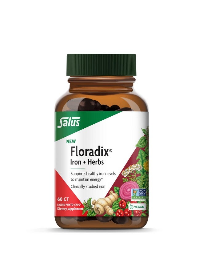 فلوراديكس حديد + أعشاب - مكمل غذائي غني بالحديد لدعم الطاقة الصحية* - نباتي، غير معدل وراثيًا، خالٍ من الغلوتين والصويا - 60 كبسولة نباتية سائلة - Image 1
