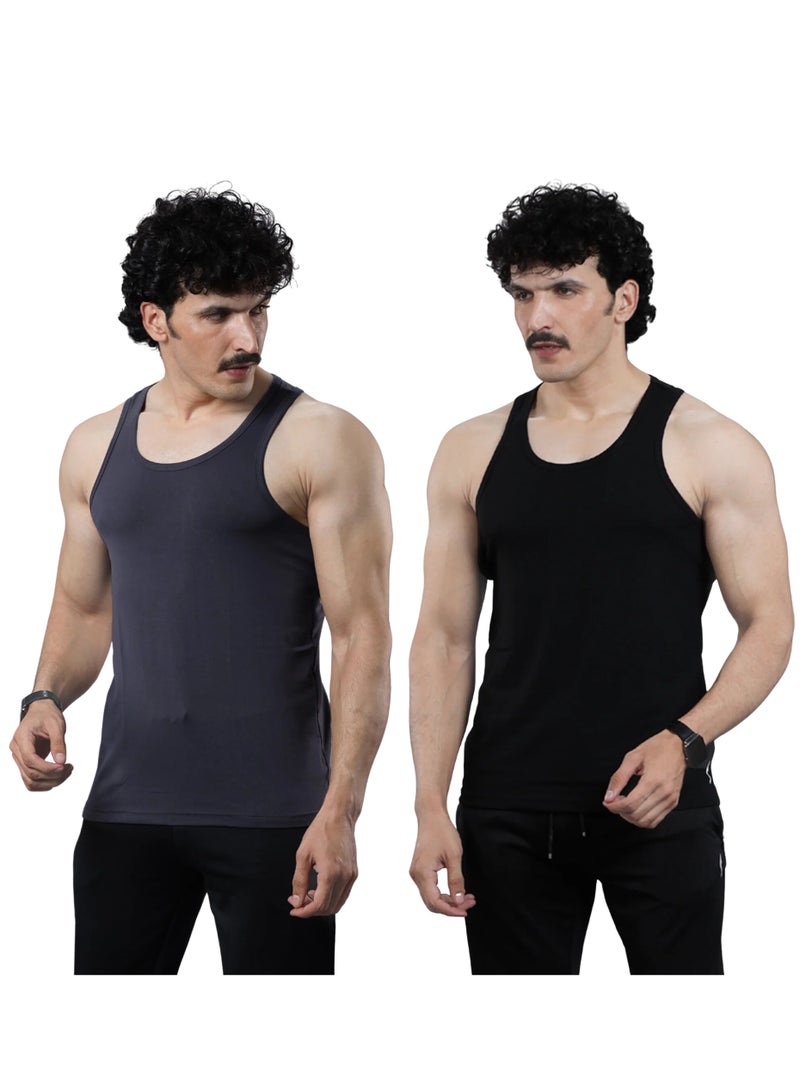 FLUSH Flush Men’s Athleisure Workout Tank Top Pack of 2, Gym Muscle Tee Fitness, Bodybuilding Sleeveless T-Shirt  - Image 1