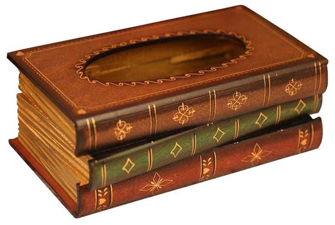 ELEGANT WOODEN ANTIQUE BOOK TISSUE HOLDER DISPENSERNOVELTY NAPKIN HOLDER