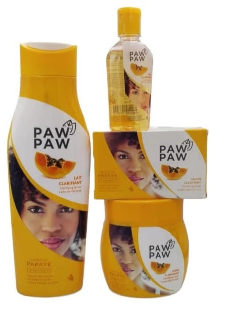 Paw Paw Body Purification Set with Papaya Extract and Vitamin E Lotion 500 ml Cream 300 ml Oil 60 ml Soap 180 grams 