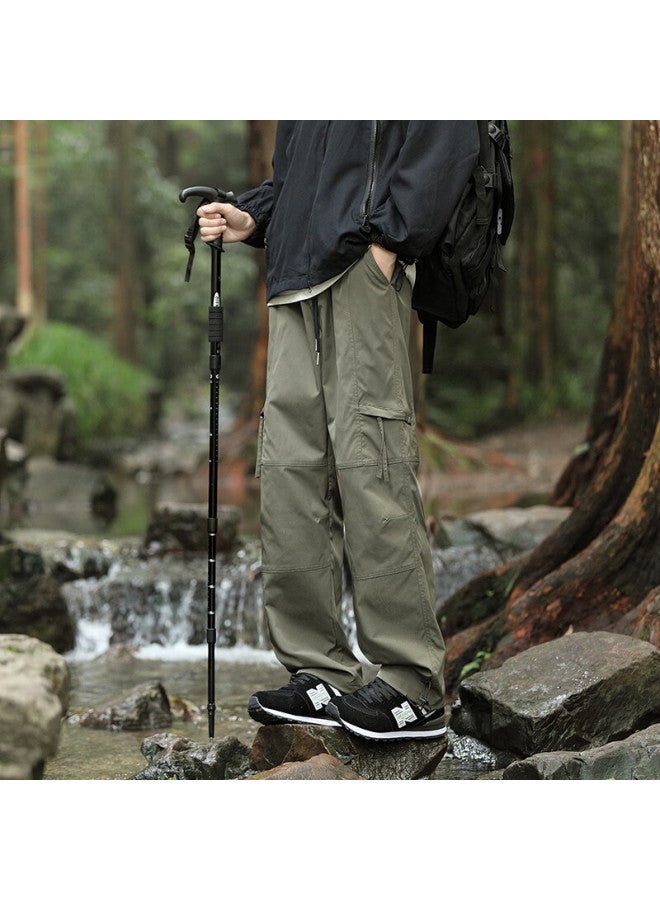 Homlean American Outdoor Work Pants Men's Spring And Summer Loose Wide-leg Functional Straight Tube Waterproof Long Pants Ht02 Army Green 2XL - Image 4