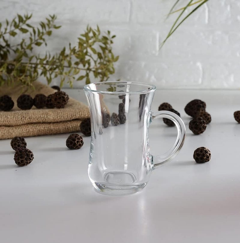 Jinelza Glass Coffee Mugs Set of 6 Green Tea Cups with Handle Clear Drinking Cup for Cappuccino, Milkshake,Juice, Hot & Cold Beverages 200ml - Image 4