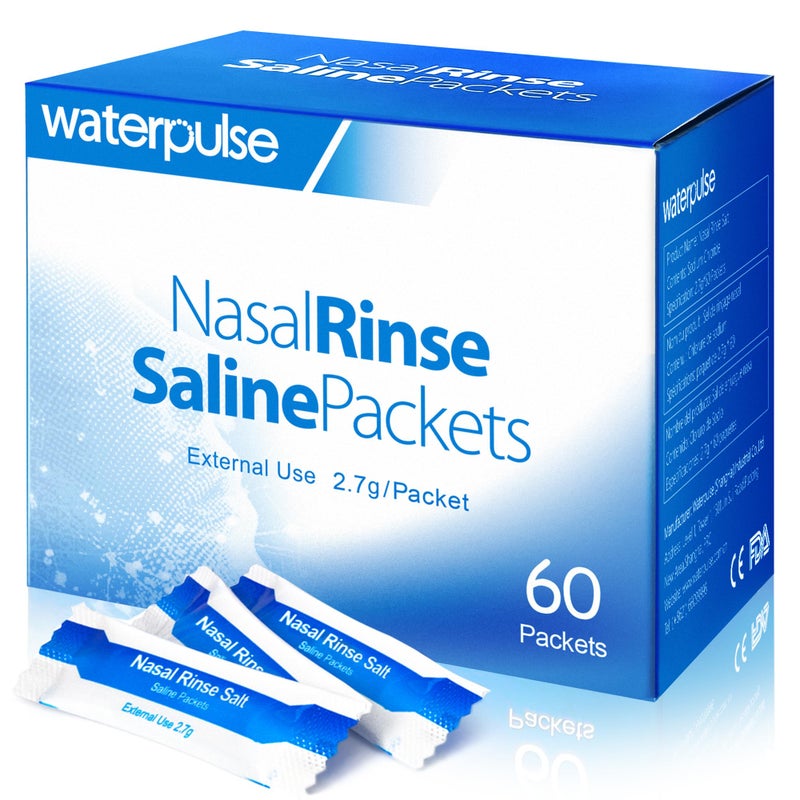 Waterpulse 60 Nasal Rinse PacketsEffective Neti Pot Salt PacketsNasal Rinse Salt Packets Individually Wrapped Convenient Solution for Sinusitis Allergies and Cold Relief