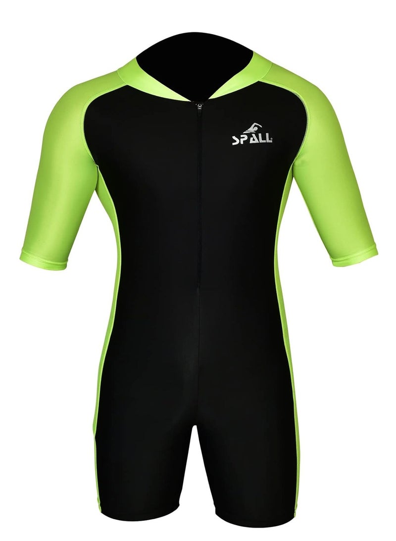 Spall Unisex One Piece Short Sleeve Swimsuit for Adults | UV Protection Full Body Swimwear for Men & Women | Quick-Dry, Comfortable, Athletic Fit Bathing Suit for Swimming, Surfing, Water Sports - Image 1