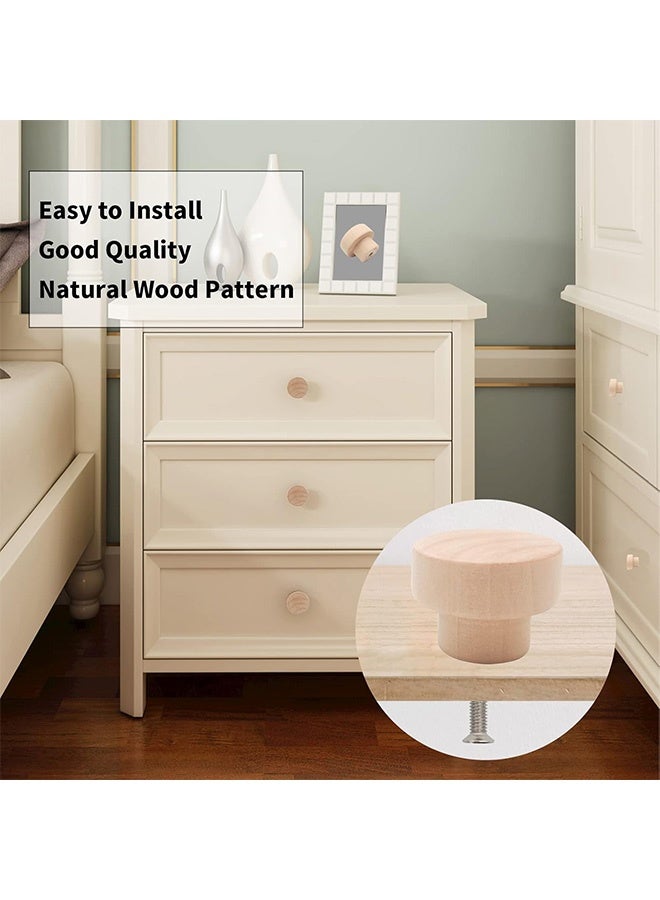 8PCS Wood Knobs Flat Top Round Cabinet Knobs 1.39"(35mm) Natural Wooden Dresser Drawer Knobs Kitchen Cabinet Pulls Handles Wood Furniture Knobs - Image 4