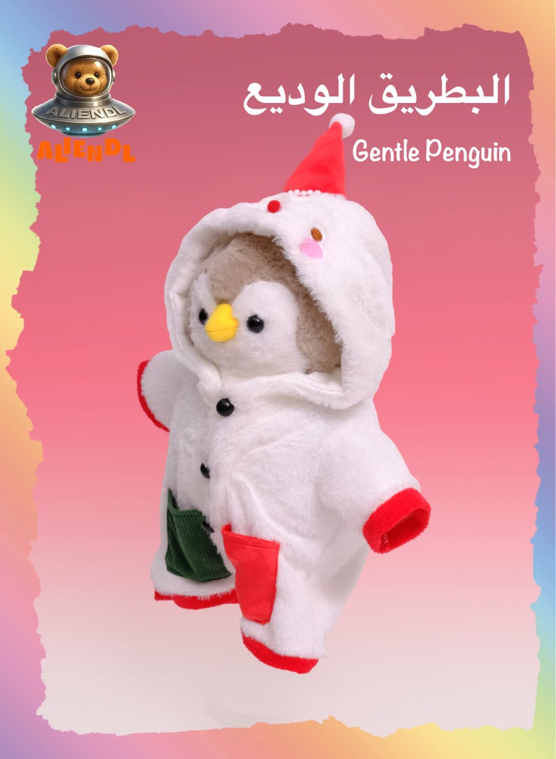 ALIENDL Gentle Penguin – Plush Penguin Stuffed Animal Toy for Baby Kids, Soft Cute Penguin Winter Outfit Doll Gift Set with Removable Clothes & Pouch, Cozy Gift for Kids, Girls, Friends & Couples - Image 1