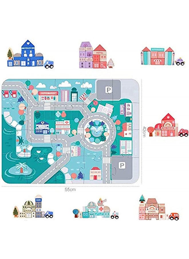 YelaJoy - Wooden Building Block Set 115 Pieces Urban Building Stacker Preschool Education Wooden Toys for Children over 3 Years Old Toys - Image 1
