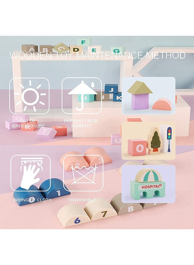 YelaJoy - Wooden Building Block Set 115 Pieces Urban Building Stacker Preschool Education Wooden Toys for Children over 3 Years Old Toys - Image 1
