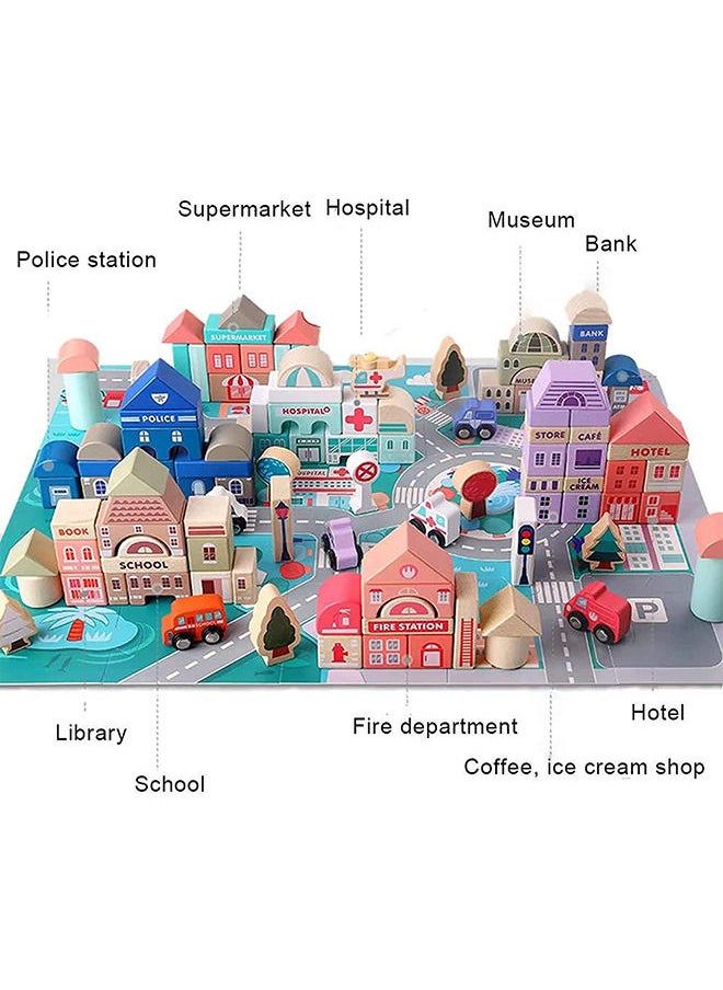 YelaJoy - Wooden Building Block Set 115 Pieces Urban Building Stacker Preschool Education Wooden Toys for Children over 3 Years Old Toys - Image 1