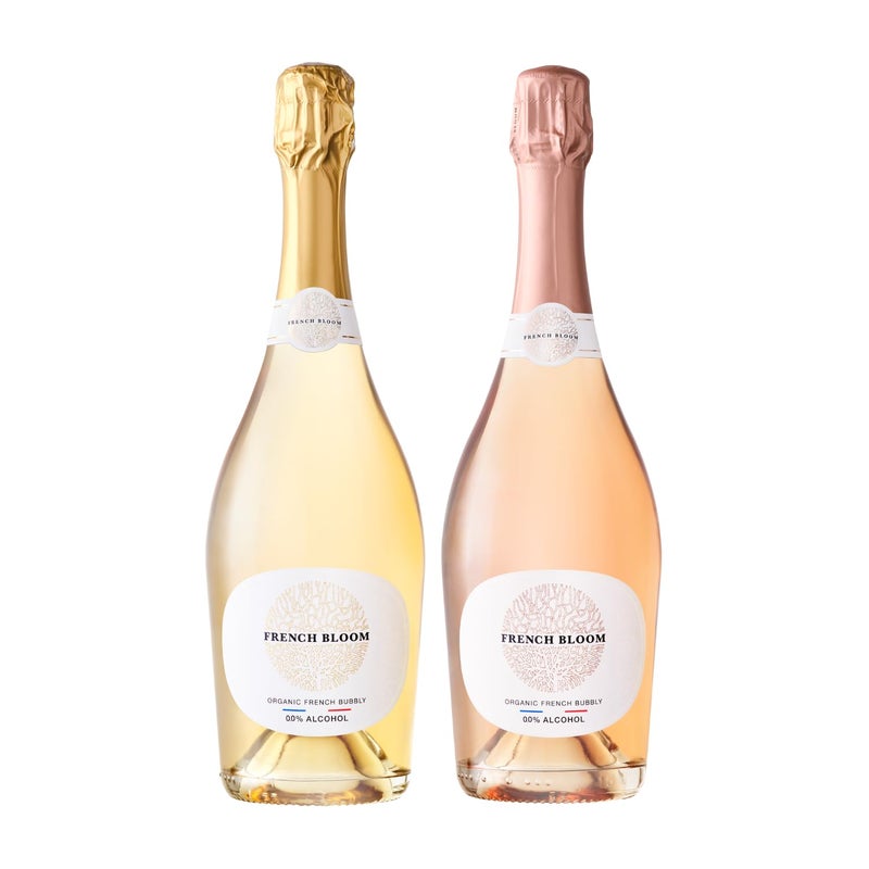 French Bloom Duo Set (1 Bottle Le Blanc, 1 Bottle Le Rosé) 0.0% Alcohol-Free Sparkling Wine, 750ml - Certified Organic, Vegan, Low Calorie, Pregnancy Friendly, Sulfite-Free - Image 1