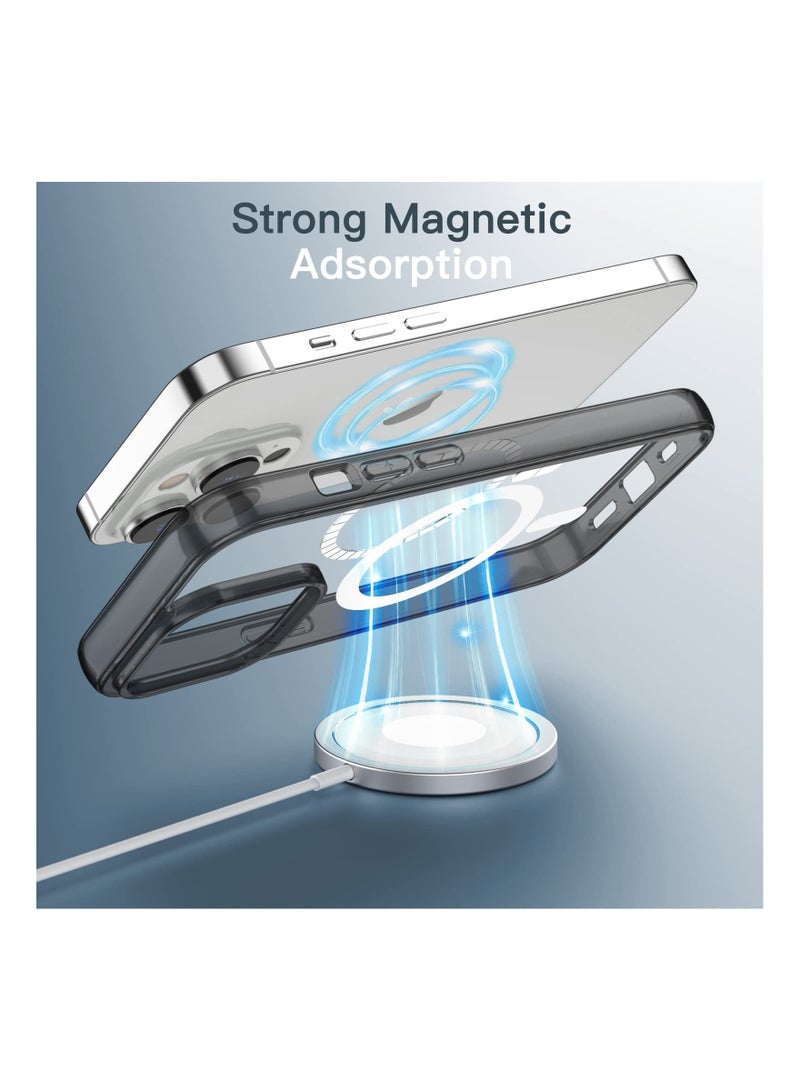 إيروريكس جراب مغناطيسي لهاتف iPhone 14 Pro Max مقاس 6.7 بوصة متوافق مع MagSafe للشحن اللاسلكي وغطاء ممتص للصدمات ومضاد للخدش وظهر شفاف أسود - Image 2